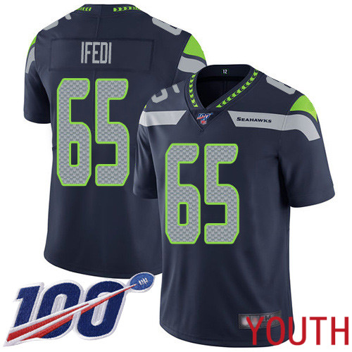 Seattle Seahawks Limited Navy Blue Youth Germain Ifedi Home Jersey NFL Football #65 100th Season Vapor Untouchable->youth nfl jersey->Youth Jersey